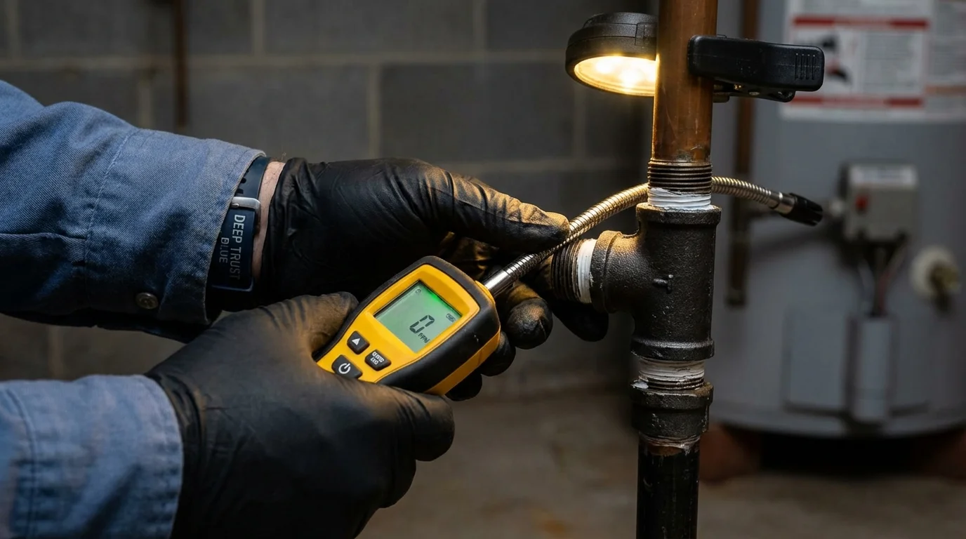 Gas leak detection with electronic sniffer by Johns Plumbing LLC in Temecula