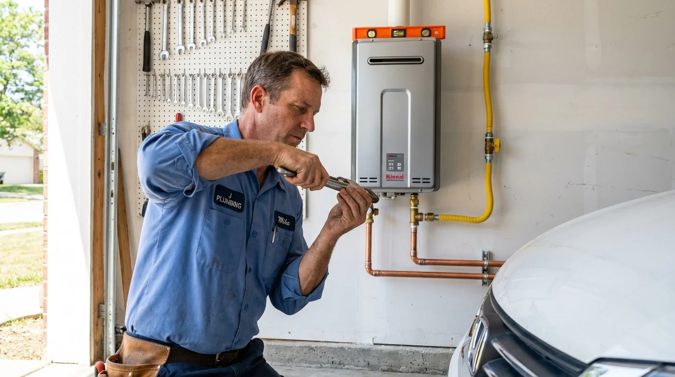 Tankless water heater installation by a Johns Plumbing LLC plumber in Temecula