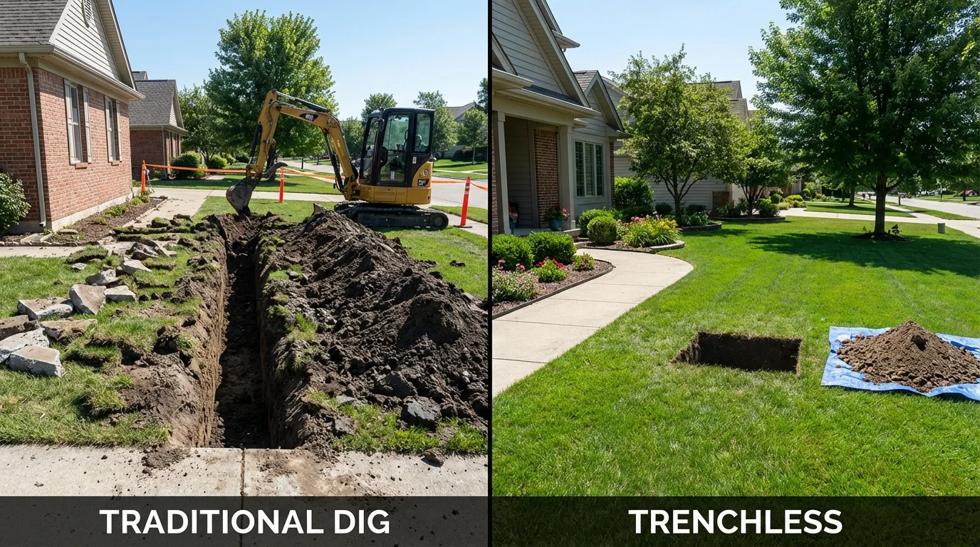 Trenchless sewer repair with minimal yard damage versus traditional excavation in Temecula, CA